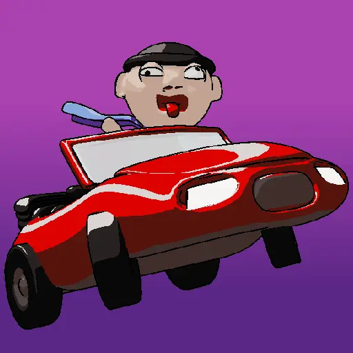 Drink Drive Survive game - wobbly top-down car swerving through traffic on a straight road with coffee cup pickups, free browser arcade game