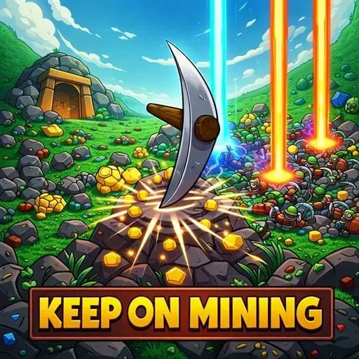 Keep on Mining Unblocked - Deep underground mining with drills, gems and automated carts, idle progression, play free online no download