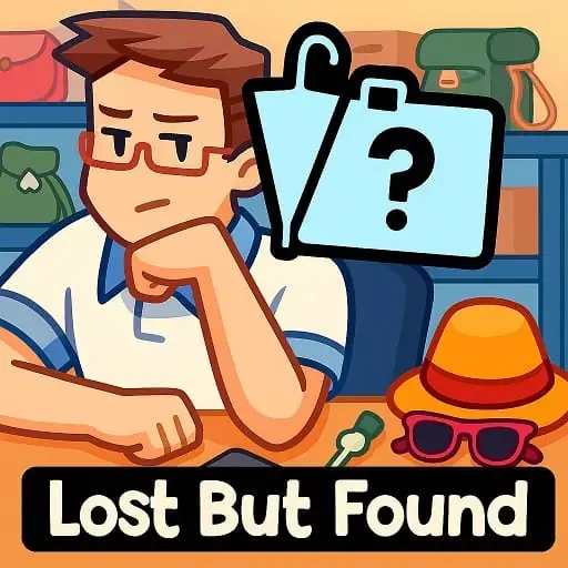 Lost But Found Job Simulator Unblocked - Busy lost and found counter with piles of weird items and quirky customers, funny job sim, play free online no download