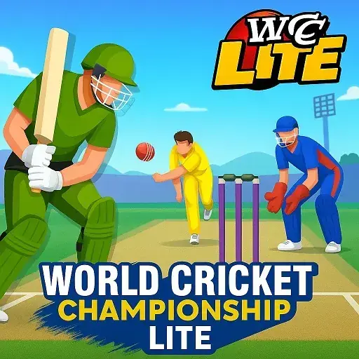 World Cricket Championship LTE Unblocked - Batsman hitting a six in a packed international stadium, free online cricket browser game